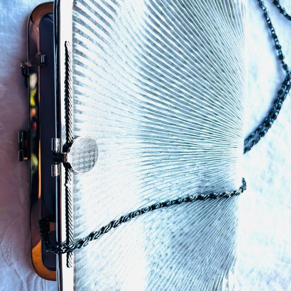 Vintage Silver Metallic Evening Clutch – Handmade - Picture 7 of 10